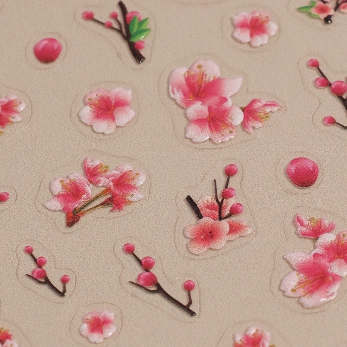 Наклейки для ногтей &laquo;Сакура&raquo;, объёмные, цвет розовый/белый