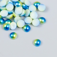 Декор "Полубусины и стразы. Градиент сине-золотой" d=6 мм 10г 200 шт 5х2,5 см МИКС