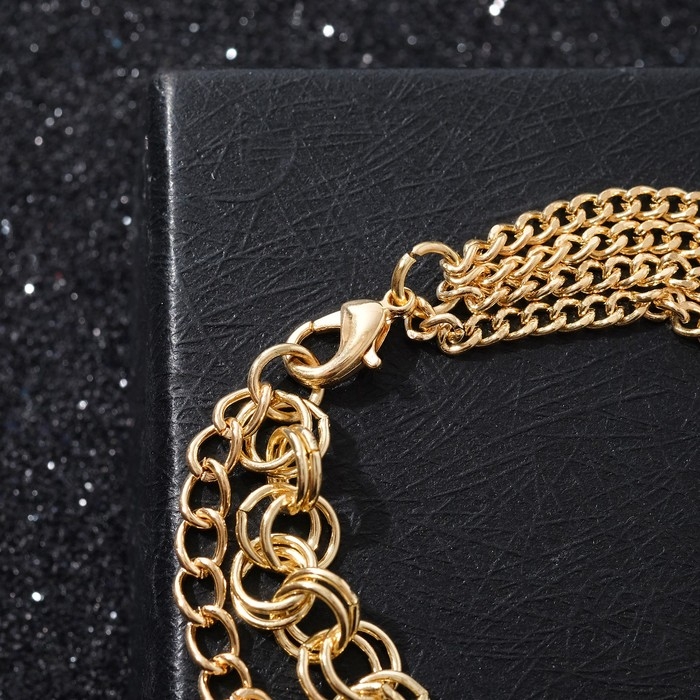 Браслет металл &laquo;Цепь&raquo; сердце объёмное, цвет золото, 18 см