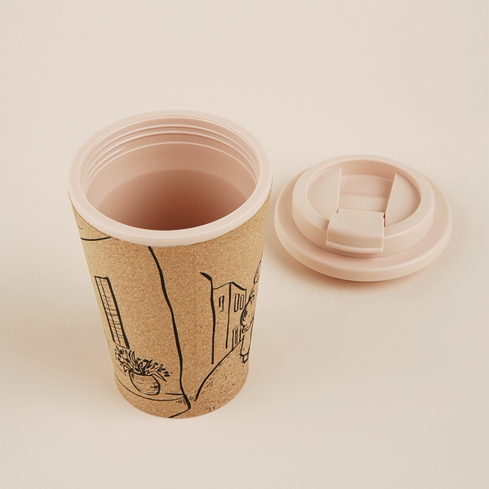 Стакан для кофе с крышкой SL Home &laquo;Тира&raquo;, пробковый, 350 мл, 9,5&times;9,5&times;14,5 см, цвет бежевый