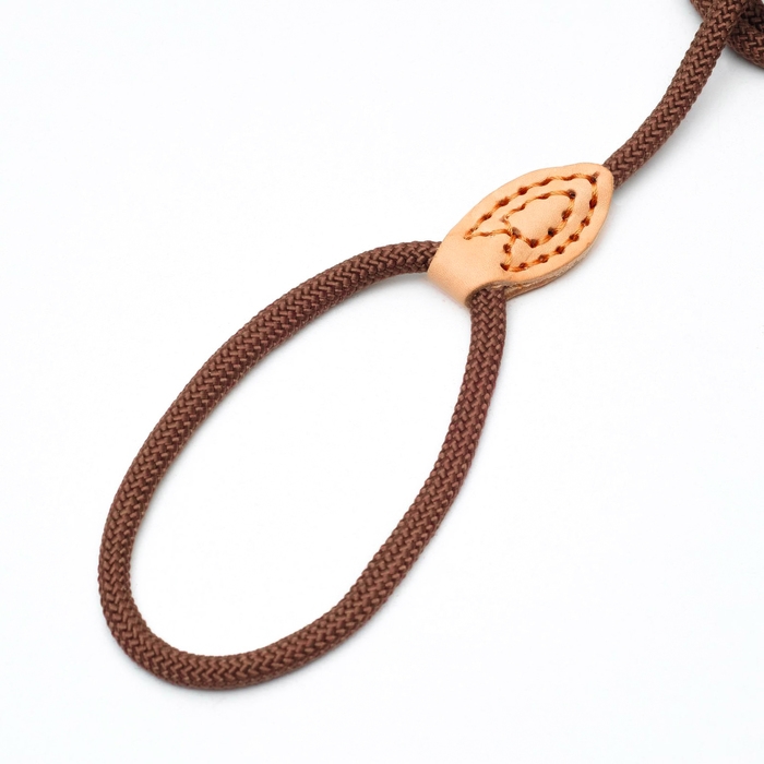 Поводок-удавка 150 см х 6 мм, полиэстер и натуральная кожа, коричневый