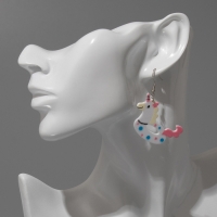 Серьги акрил &laquo;Единороги&raquo;, цветные в серебре