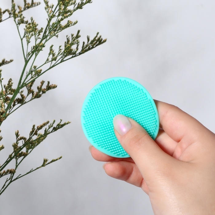 Щётка для умывания &laquo;Круг&raquo;, на присоске, d = 5,5 см, цвет бирюзовый