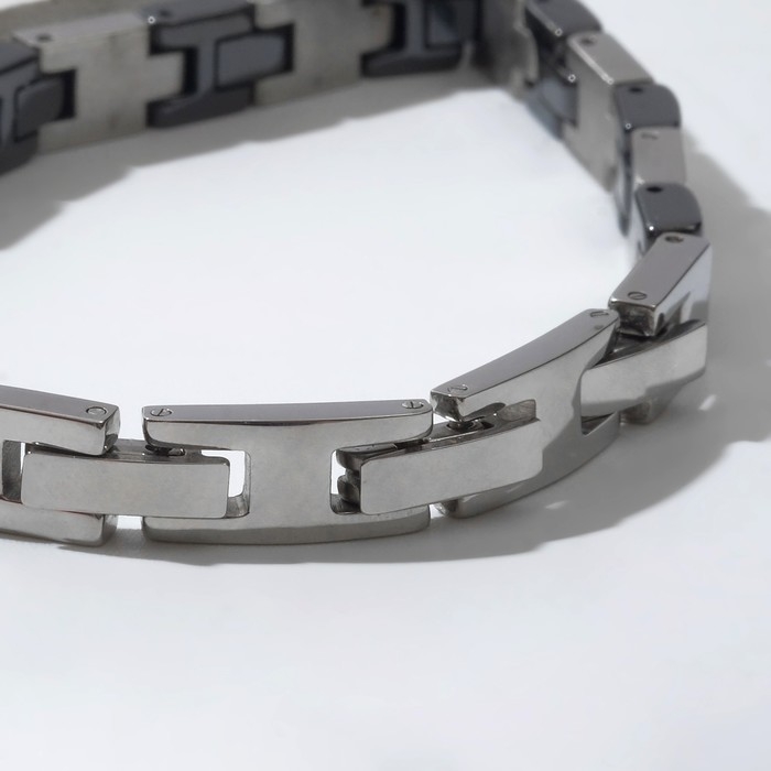 Браслет керамика &laquo;Ритм&raquo;, цвет чёрный в серебре, 20,5 см