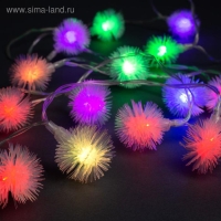 Гирлянда &laquo;Нить&raquo; 3 м с насадками &laquo;Ёжики&raquo;, IP20, прозрачная нить, 20 LED, свечение мульти (RG/RB), мигание, USB