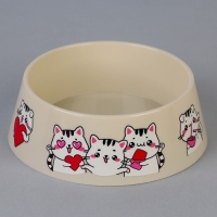 Миска пластиковая &laquo;Милые котята&raquo;, бежевая, 300 мл