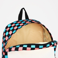 Рюкзак школьный из текстиля, 3 кармана, цвет белый/розовый