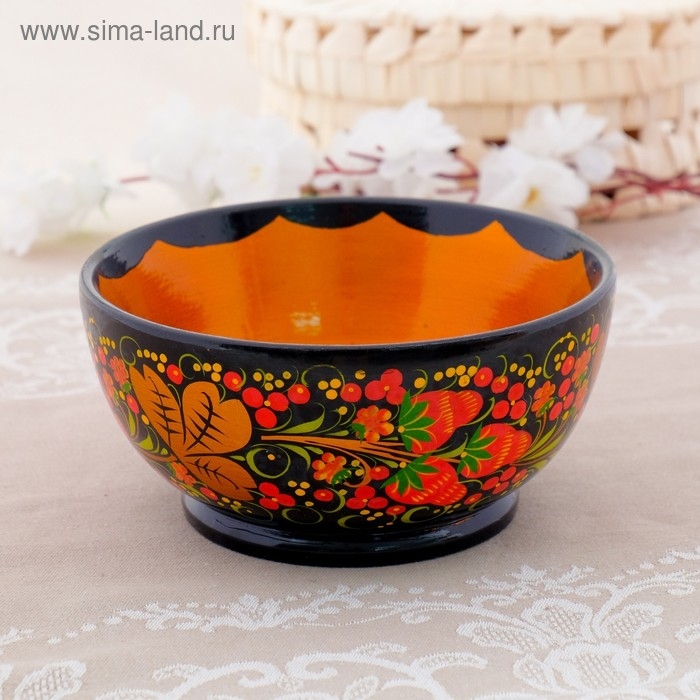 Салатник &laquo;Ягодка&raquo;, 16&times;16&times;9 см, хохлома
