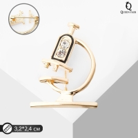 Брошь &laquo;Микроскоп&raquo;, цвет чёрно-белый в золоте