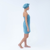 Набор для бани и ванной Этель &laquo;Вафля&raquo; полотенце 70*140 см+чалма 21*25 см, цв.синий