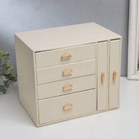 Шкатулка кожзам для украшений "Комод с золотистыми ручками" белая 16,3х18х22,5 см Шкатулка кожзам для украшений "Комод с золотистыми ручками" белая 16,3х18х22,5 см