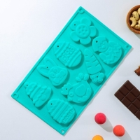 Форма для шоколада Доляна &laquo;Животные&raquo;, силикон, 30&times;17&times;1 см, 8 ячеек (7,7&times;6 см), цвет МИКС