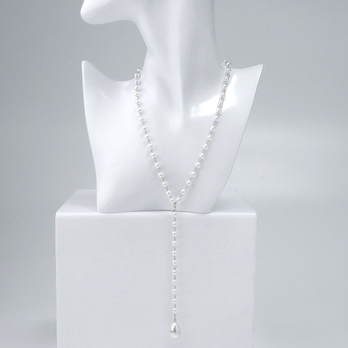 Кулон с жемчугом &laquo;Капля&raquo; цвет серебро, 40см