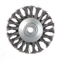 Щетка металлическая для УШМ ТУНДРА, крученая проволока, "тарелка", М14, 115 мм