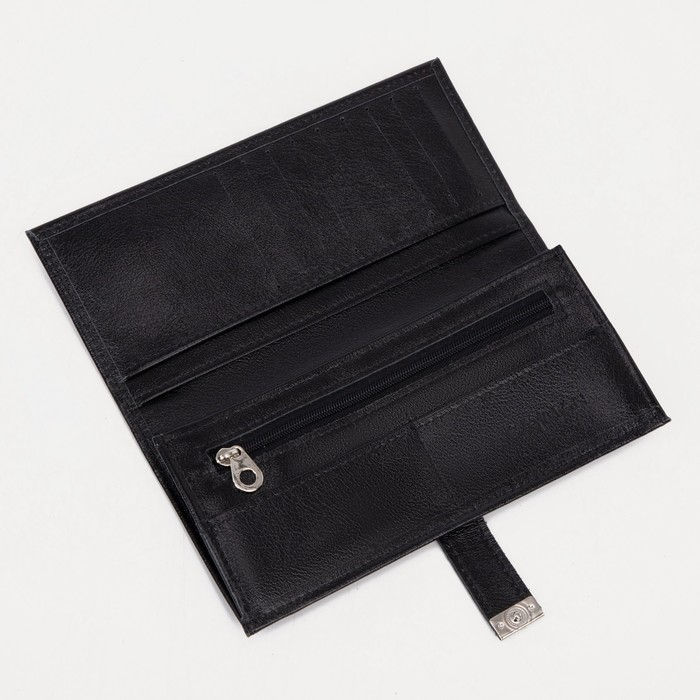 Портмоне мужское на кнопке, для купюр, для карт, для монет, цвет чёрный Портмоне мужское на кнопке, для купюр, для карт, для монет, цвет чёрный