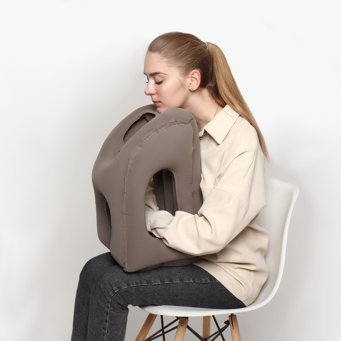 Подушка надувная, 50 &times; 35 &times; 30 см, в чехле, цвет серый