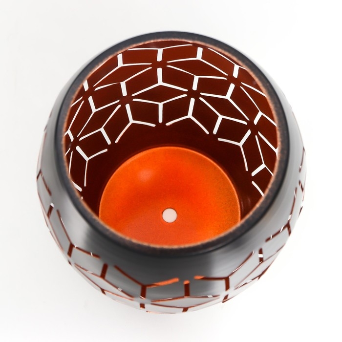 Подсвечник металл на 1 свечу "Геометрия. Цветы" чёрный с золотом 20,5х13,5х13,5 см