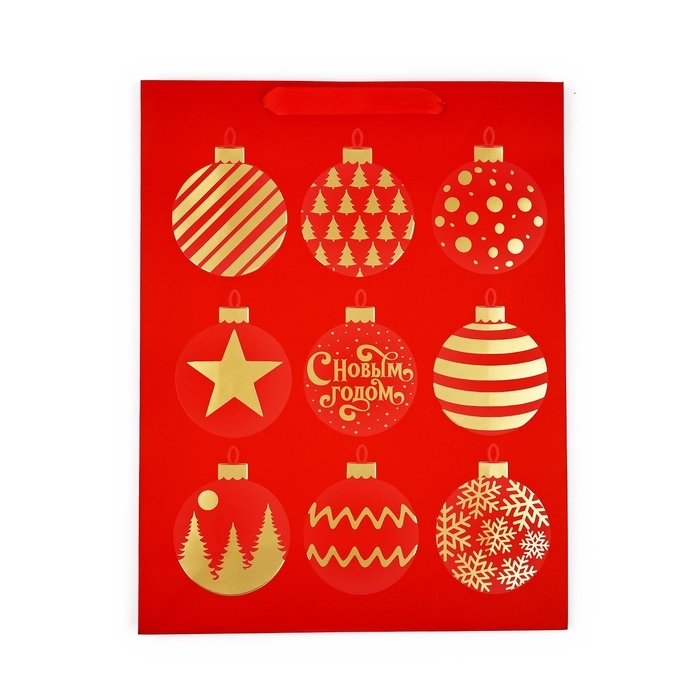 Пакет подарочный новогодний ламинированный &laquo;Шары&raquo;, L 31 х 40 х 11.5 см