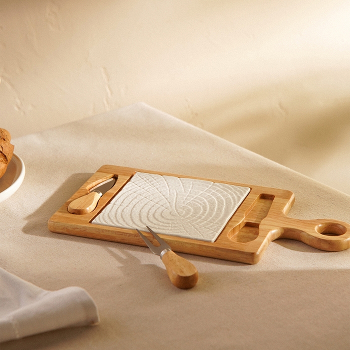 Набор для подачи сыра SL Home «Тренто», 35×18 см, 4 предмета: доска фарфоровая, подставка деревянная, нож, вилка Набор для подачи сыра SL Home «Тренто», 35×18 см, 4 предмета: доска фарфоровая, подставка деревянная, нож, вилка