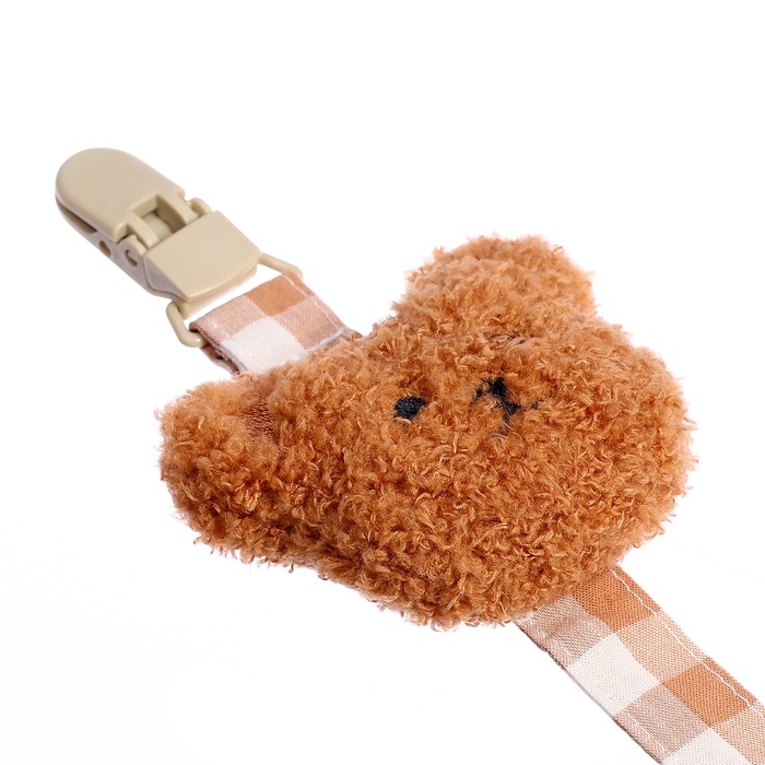 Пустышка с держателем, набор, в контейнере, коричневый