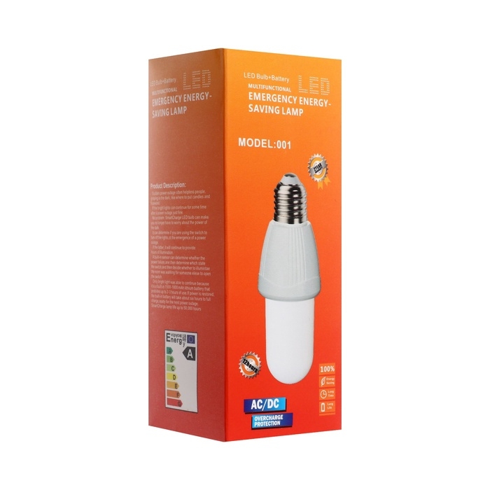 Лампа светодиодная, Е27, 6 Вт, 6500К, 220 В, с аккумулятором Лампа светодиодная, Е27, 6 Вт, 6500К, 220 В, с аккумулятором