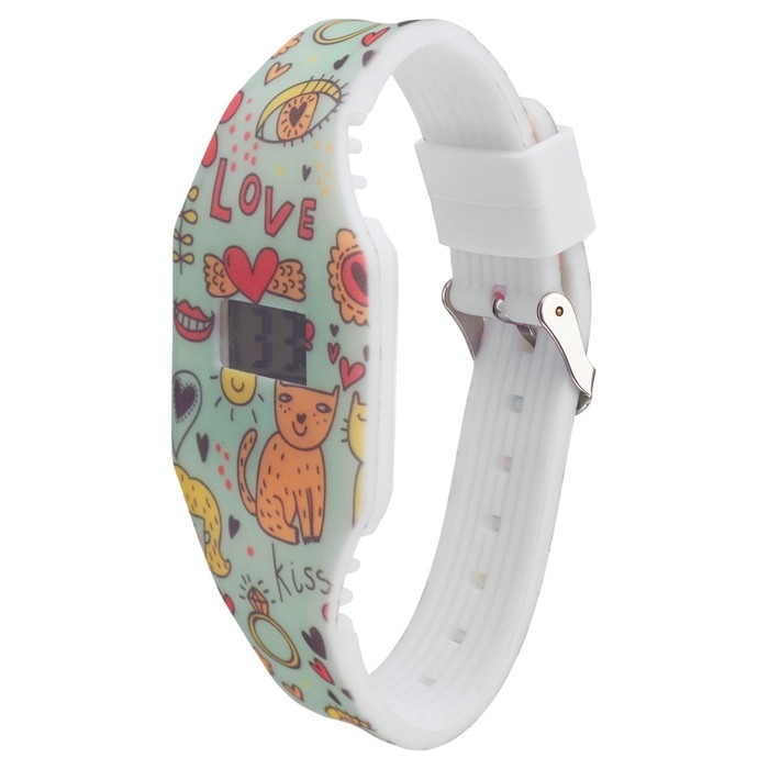 Часы наручные электронные, детские, Часы наручные электронные, детские, "Love", ремешок l-22.5 см, желтый