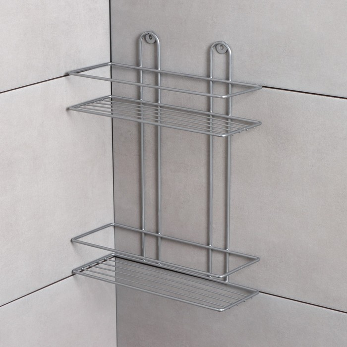 Полка прямоугольная 2-х ярусная, 26.5&times;10.5&times;35 см, цвет хром