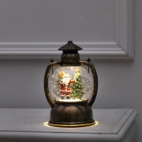 Светодиодная фигура &laquo;Фонарь с Дедом Морозом&raquo; 13 &times; 19 &times; 11 см, пластик, батарейки ААх3 (не в комплекте), USB, свечение тёплое белое