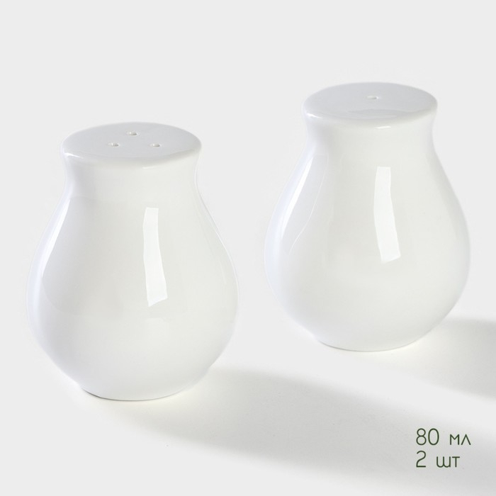 Набор фарфоровый для специй BellaTenero, 3 предмета: солонка 80 мл, перечница 80 мл, сахарница с ложкой 300 мл, цвет белый