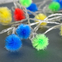 Гирлянда &laquo;Нить&raquo; 5 м с насадками &laquo;Ёжики цветные&raquo;, IP20, прозрачная нить, 30 LED, свечение мульти, 8 режимов, 220 В