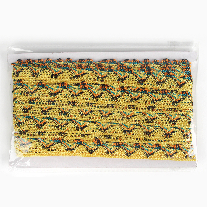 Тесьма &laquo;Уголки&raquo;, ширина 2 см., намотка 25 м., цвет жёлтый