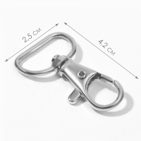 Карабин металлический, 42 &times; 25 мм / 20 &times; 3 мм, 10 шт, цвет серебряный