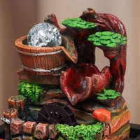 Фонтан "Водопад из бочек под деревом" 28х23 см (с подсветкой)