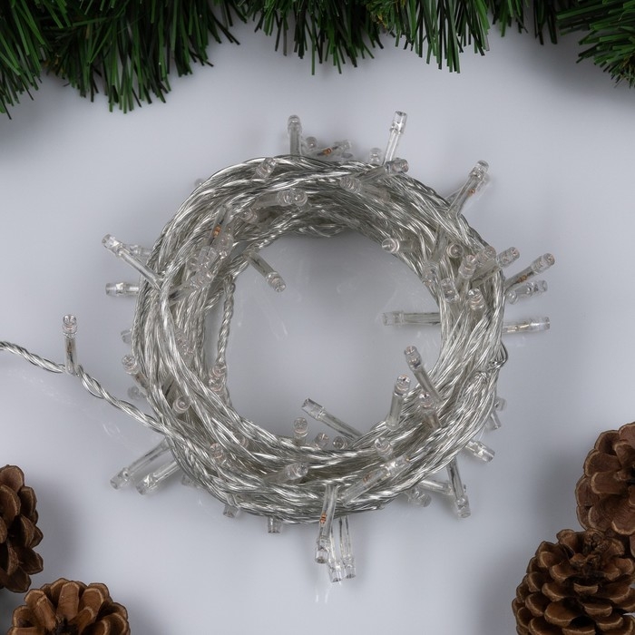 Гирлянда &laquo;Нить&raquo; 10 м, IP20, прозрачная нить, 100 LED, свечение фиолетовое, 8 режимов, 220 В