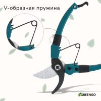 Секатор плоскостной, 7" (18 см), с пластиковыми ручками, Greengo