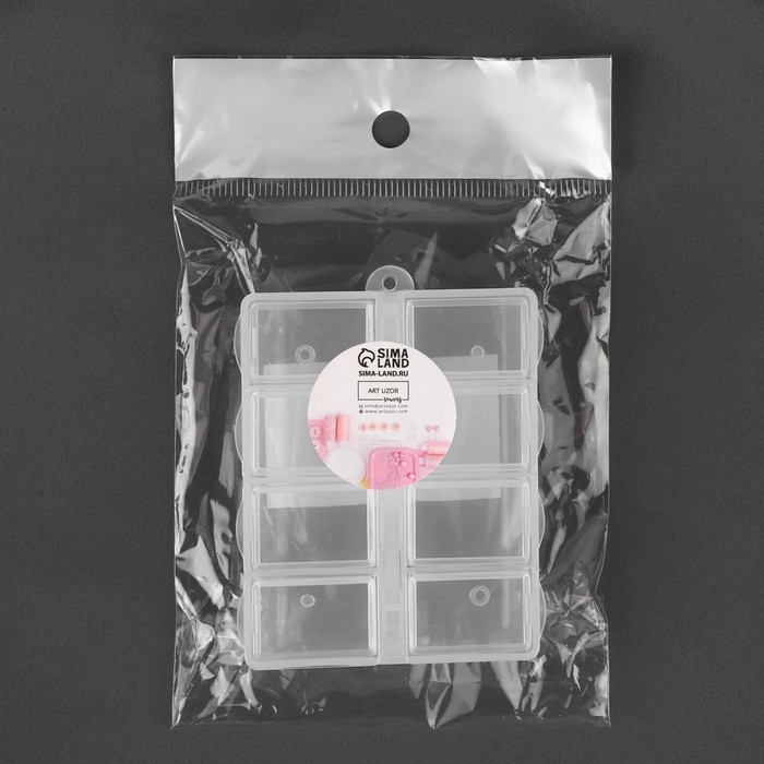 Органайзер для рукоделия, с подвесом, 8 отделений, 8 &times; 6 &times; 2 см, цвет прозрачный