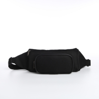 Поясная сумка на молнии, наружный карман, цвет чёрный Поясная сумка на молнии, наружный карман, цвет чёрный