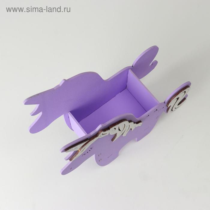 Кашпо деревянное 21.5×7×21 см уникальное Кашпо деревянное 21.5×7×21 см уникальное "Единорог", сиреневый белый