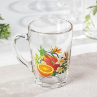 Кружка стеклянная &laquo;Тропические фрукты&raquo;, 300 мл, рисунок МИКС