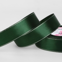 Лента атласная &laquo;Серебряные нити&raquo;, 25 мм &times; 23 &plusmn; 1 м, цвет зелёный №049