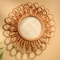 Зеркало настенное, 60&times;60&times;3 см, ротанг