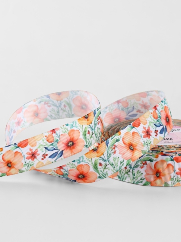 Лента репсовая 25мм*25&plusmn;1ярд(23м&plusmn;1м) маковое поле АУ