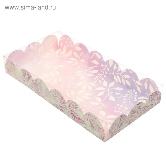 Коробка для печенья, кондитерская упаковка с пластиковой крышкой, &laquo;Хорошего настроения&raquo;, 21 х 10.5 х 3 см