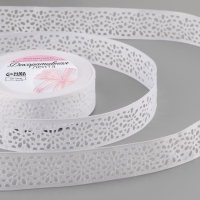 Лента декоративная, репсовая, ажурная, 25 мм &times; 9,1 &plusmn; 0,5 м, цвет белый
