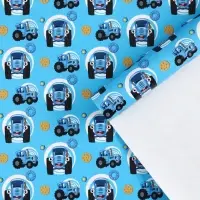 Упаковочная бумага, 70х100 см, Синий трактор