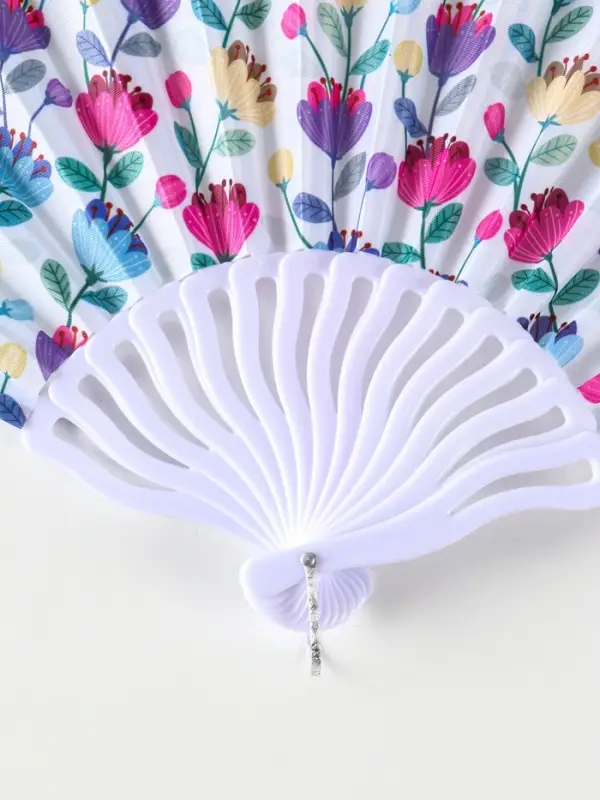 Веер пластик, текстиль "Ситец цветочный" МИКС 23 см