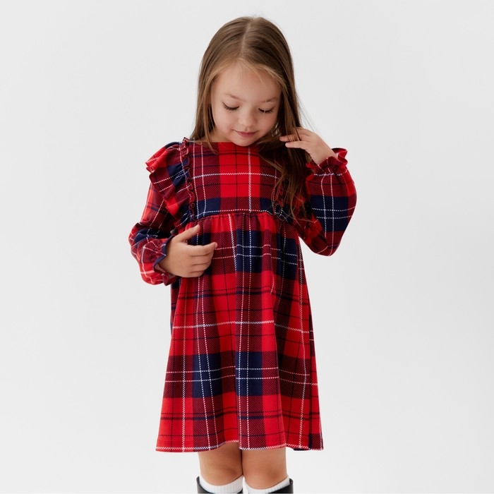Платье детское с рюшами KAFTAN Платье детское с рюшами KAFTAN "Клетка" размер 30 (98-104 см)