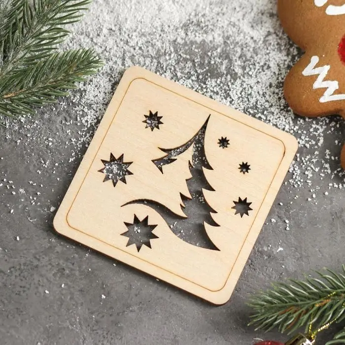 Подставка под горячее Доляна &laquo;Ёлочка и снежинки&raquo;, 9&times;9 см