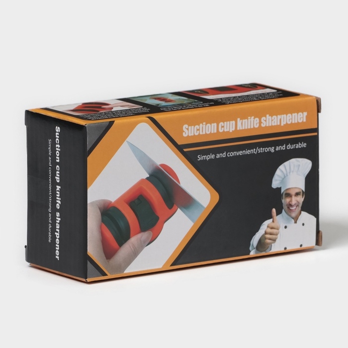 Точилка для ножей Доляна &laquo;Профи&raquo;, 13&times;7&times;4,5 см, с полировкой, на присоске, цвет красный