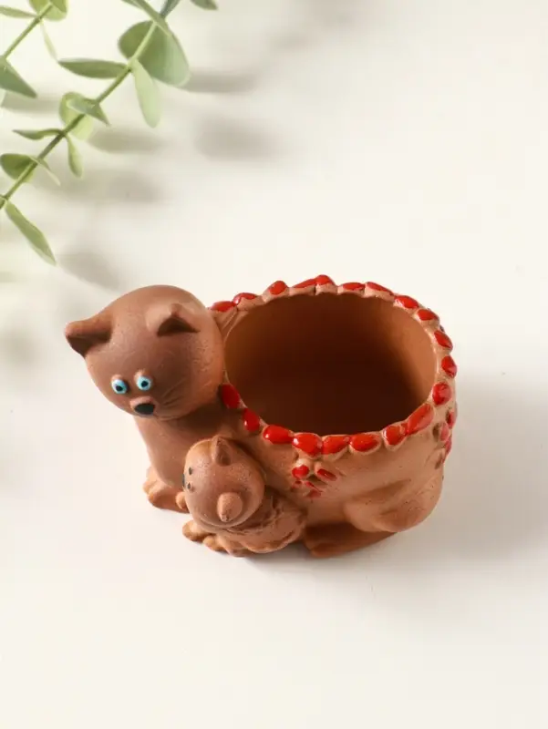 Подставка для мелочей &laquo;Кошка с котенком&raquo; 8&times;9&times;6 см, охра, гипс